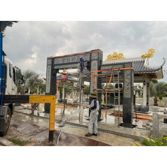 Stone gate, three-entrance gate